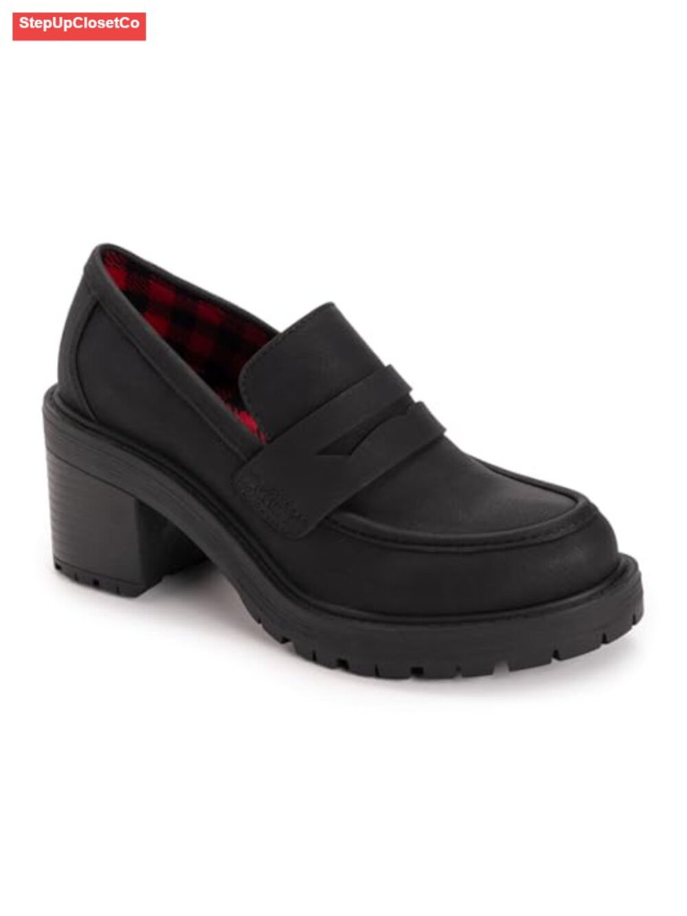 Faux Stack Heel Heeled Loafer Women's Slip-On Shoes